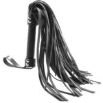 Black leather whip