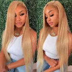 Honey Blonde #27 Colored 6×5 13×4 HD Lace Full Frontal Wig Straight Human Hair Wigs