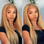 Honey Blonde #27 Colored 6×5 13×4 HD Lace Full Frontal Wig Straight Human Hair Wigs - Image 9
