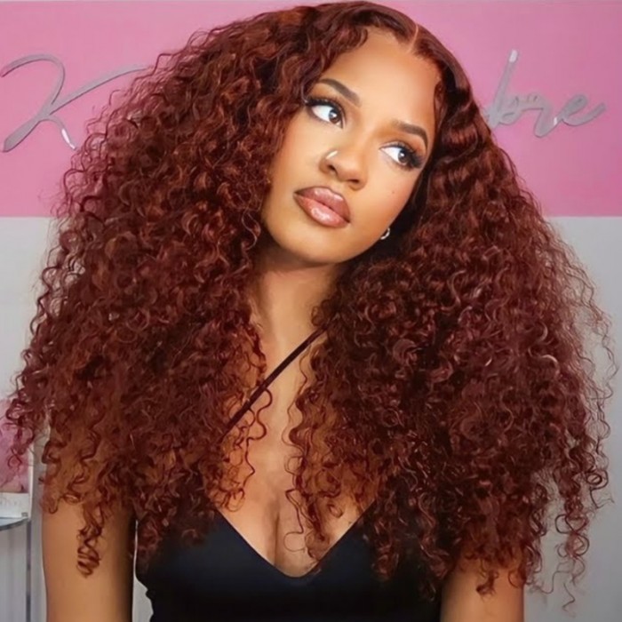 Wear Go Reddish Brown Color Deep Wave 6×5 Pre-Cut HD Lace Glueless Human Hair Wig Wear Go Reddish Brown Color Deep Wave 6×5 Pre-Cut HD Lace Glueless Human Hair Wig - Image 1