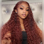 Reddish Brown Water Wave 6×5 13×4 HD Lace Full Frontal Wig Copper Color Glueless Human Hair Wig