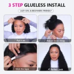 Curly Invisi-Strap 360 Lace Frontal Wigs Glueless Human Hair Pre Plucked & Bleached 180% Density - Image 12