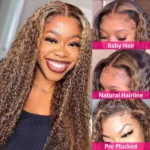 Highlight Curly Honey Blonde Color 6×5 13×4 Lace Front Wig Mix Color 4/27 Human Hair Wigs - Image 4