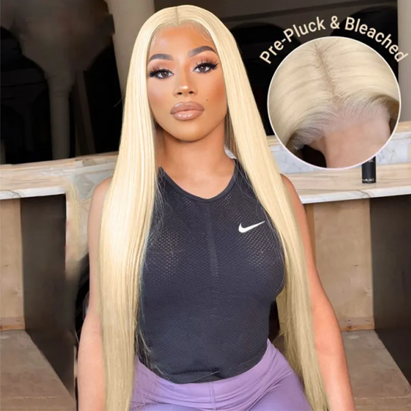 613 Blonde Silky Straight 6×5 HD Lace Glueless Human Hair Wig Pre Bleached Knots 180% Density 613 Blonde Silky Straight 6×5 HD Lace Glueless Human Hair Wig Pre Bleached Knots 180% Density - Image 1
