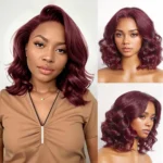 Short Loose Body Wave 6×5 HD Lace Glueless Wig Reddish Brown/99J Burgundy/Brown Color 100% Human Hair - Image 13