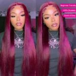 99J Burgundy Color Straight/Body Wave 6×5 HD Lace Wear Go Glueless Human Hair Wig - Image 2