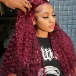 99J Burgundy Color Water Wave Human Hair Wig 6×5 13×4 HD Lace Frontal Wig - Image 2