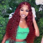 99J Burgundy Color Water Wave Human Hair Wig 6×5 13×4 HD Lace Frontal Wig - Image 4