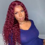 99J Burgundy Color Deep Wave Curly Human Hair Wig 6×5 Wear Go 13×4 HD Lace Front Wig - Image 7