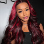 Burgundy Color Body Wave with Red Highlight 13×4 HD Lace Frontal Wig Piano Color Unit