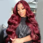 Body Wave 99J 13×4 Lace Front Wig HD Lace Burgundy Colored Straight 6×5 Wear Go Glueless Wig 180% Density - Image 2