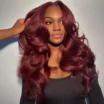 Curtain Bangs 99J Burgundy Color Body Wave 6×5 HD Lace Glueless Human Hair Wig Pre Cut & Plucked - Image 8