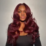 Curtain Bangs 99J Burgundy Color Body Wave 6×5 HD Lace Glueless Human Hair Wig Pre Cut & Plucked - Image 9