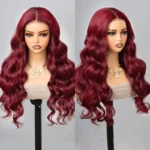 Body Wave 99J 13×4 Lace Front Wig HD Lace Burgundy Colored Straight 6×5 Wear Go Glueless Wig 180% Density - Image 3