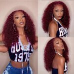 99J Burgundy Red Curly Wave 6×5 13×4 Undetectable HD Lace Front Wig - Image 3