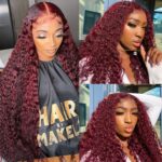 99J Burgundy Red Curly Wave 6×5 13×4 Undetectable HD Lace Front Wig - Image 6