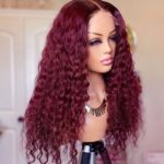 99J Burgundy Red Deep Wave 6×5 13×4 Lace Front Wig High 180% Density - Image 3