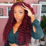 99J Burgundy Red Deep Wave 6×5 13×4 Lace Front Wig High 180% Density - Image 5
