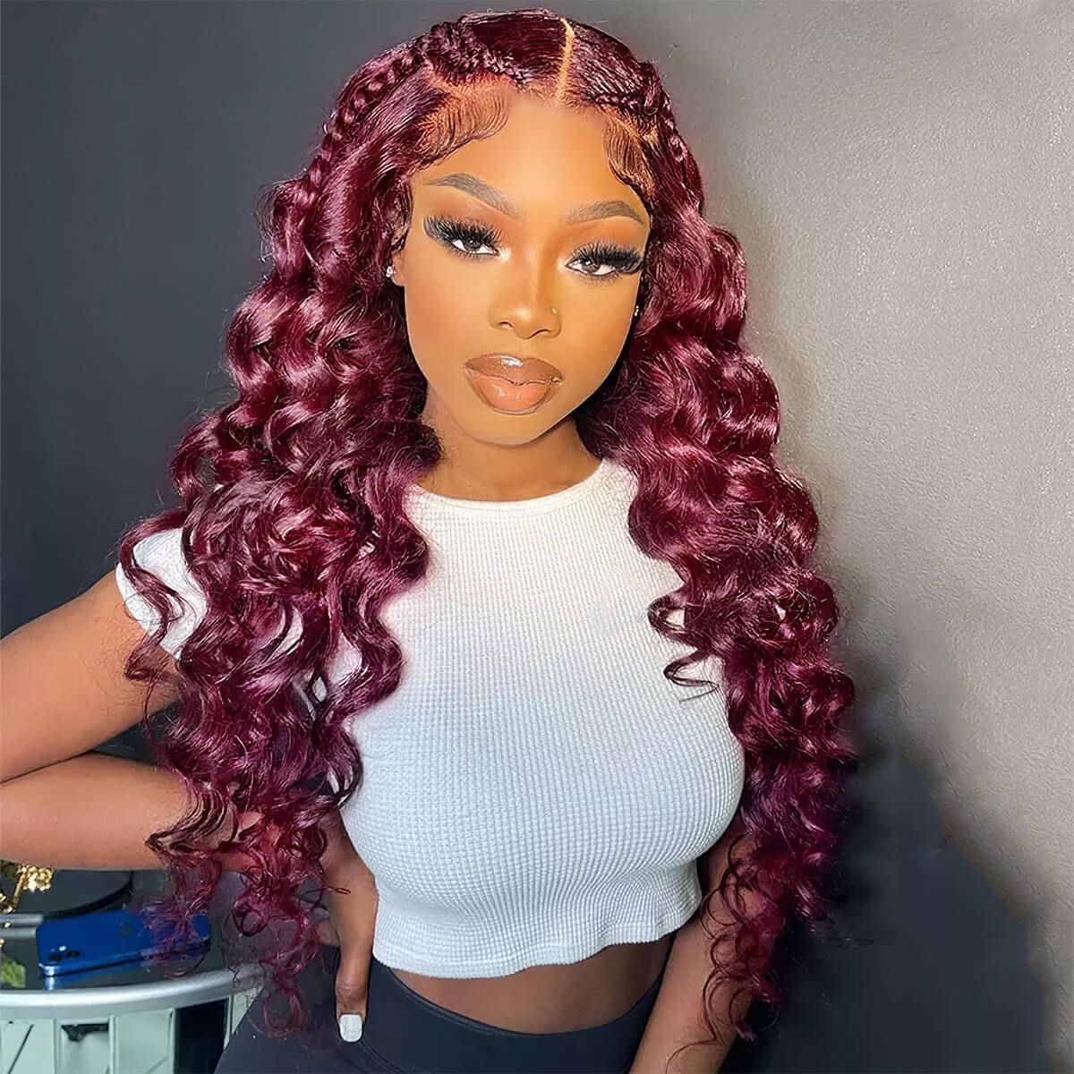 99J Burgundy Loose Deep 6×5 13×4 HD Lace Front Wig High 180% Density 99J Burgundy Loose Deep 6×5 13×4 HD Lace Front Wig High 180% Density - Image 1