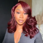 99J Burgundy Color Loose Body Wave Glueless 6×5 Closure Pre-Cut Lace Human Hair Wig 200% Density - Image 6