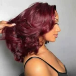 99J Burgundy Color Loose Body Wave Glueless 6×5 Closure Pre-Cut Lace Human Hair Wig 200% Density