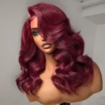 99J Burgundy Color Loose Body Wave Glueless 6×5 Closure Pre-Cut Lace Human Hair Wig 200% Density - Image 2