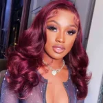 99J Burgundy Color Loose Body Wave Glueless 6×5 Closure Pre-Cut Lace Human Hair Wig 200% Density - Image 3