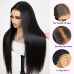 Straight Hair 6×5 13×4 Lace Human Hair Glueless Frontal Wig Pre Plucked & Bleached - Image 3