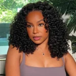 Bouncy Water Wave Short Human Hair Glueless Wig 6×5 Lace Pull Go Drawstring 200% Density - Image 2