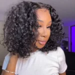 Bouncy Water Wave Short Human Hair Glueless Wig 6×5 Lace Pull Go Drawstring 200% Density