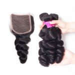 Recool Hair Loose Wave 3 Bundles With 5×5 Lace Closure 100% Remy Virgin Hair
