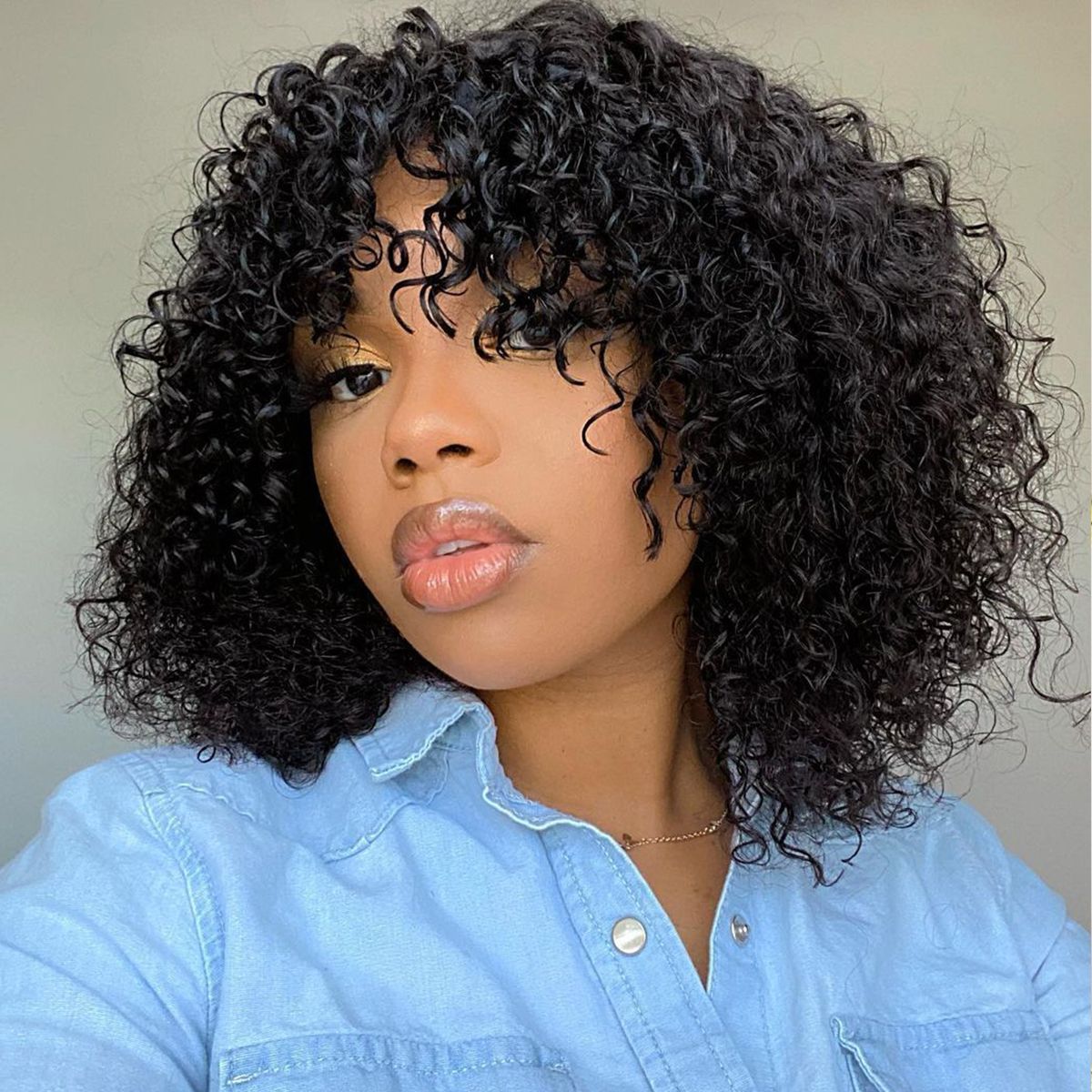 Glueless Short Curly Human Hair Bob Wig Machine Made Glueless Short Curly Human Hair Bob Wig Machine Made - Image 1