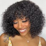 Glueless Short Curly Human Hair Bob Wig Machine Made - Image 7