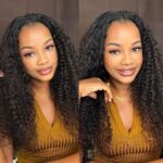 V Part Curly Wave Human Hair Wigs U Part Wig 180% Density - Image 13
