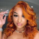 Ginger Orange Color 13×4 HD Lace Front Wig Body Wave Human Hair Wigs 180% Density - Image 3