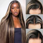 Balayage Honey Blonde Straight Wig Glueless Highlight 6×5 13×4 HD Lace Wig Colored Wig
