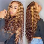 Highlight Honey Blonde Loose Deep Human Hair Lace Front Wigs 180% Density - Image 3