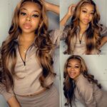 Balayage Highlight Honey Blonde Body Wave Lace Front Wigs 180% Density Wig - Image 10