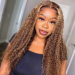 Highlight Honey Blonde Glueless Curly Wave Human Hair Lace Front Wigs - Image 5
