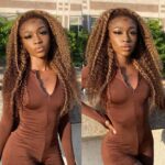 Highlight Honey Blonde Glueless Curly Wave Human Hair Lace Front Wigs - Image 4