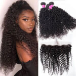 Jerry Curly Virgin Hair 3 Bundles With 13×4 Lace Frontal 100% Human Hair Extension
