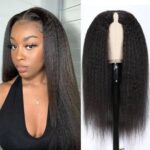 No Glue No Leave Out Kinky straight V Part Human Hair Wigs - Image 2