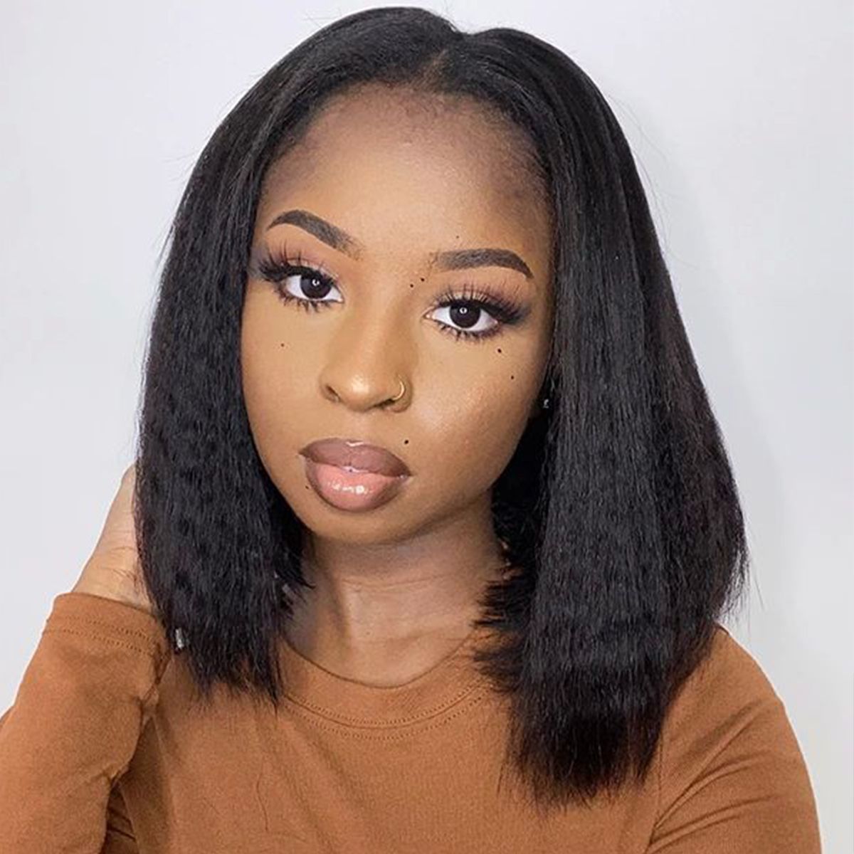 U Part Wig Kinky Straight Hair Yaki Bob Wigs U Part Wig Kinky Straight Hair Yaki Bob Wigs - Image 1