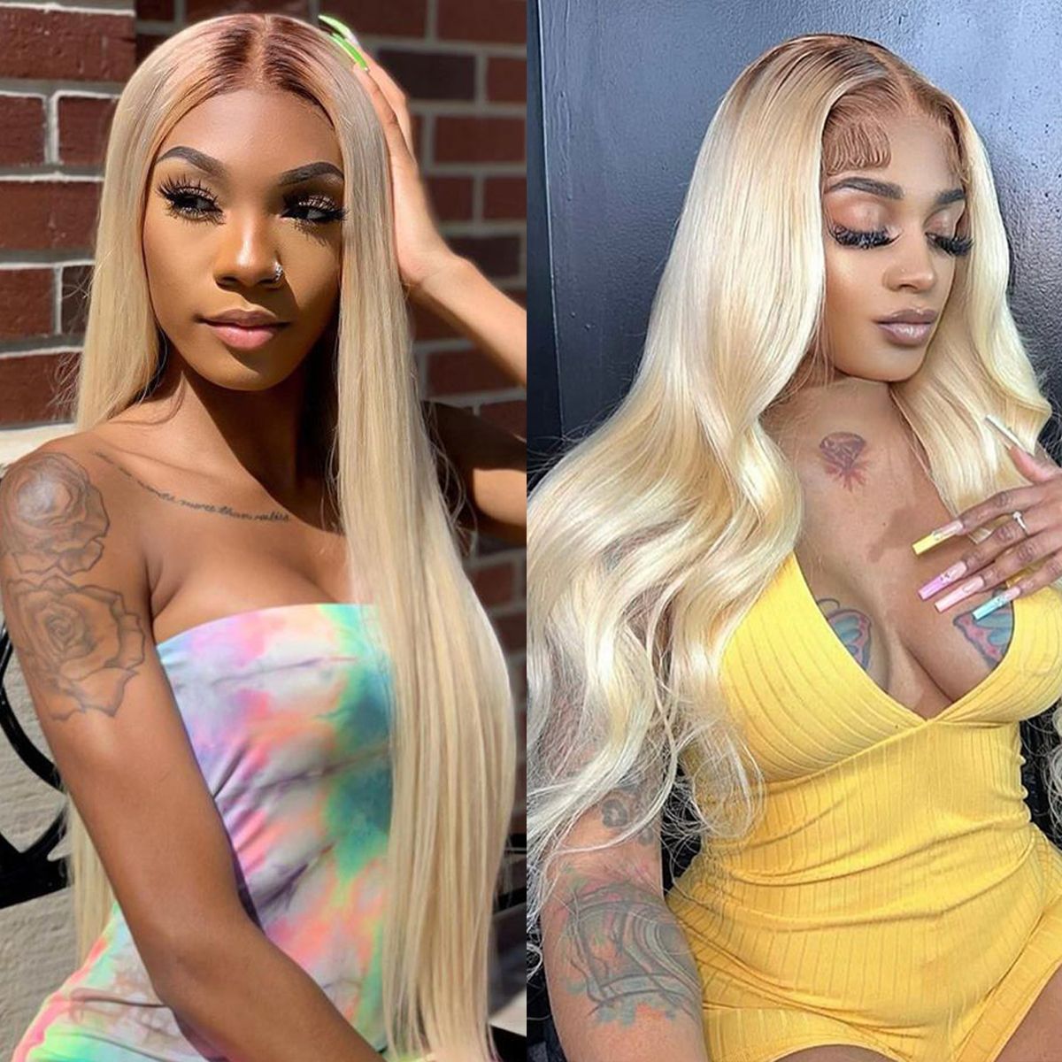 613 Blonde Wig With Dark Roots Human Hair 13×4 Lace Front Wigs 613 Blonde Wig With Dark Roots Human Hair 13×4 Lace Front Wigs - Image 1