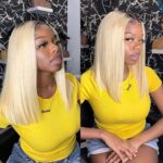 Short Bob Wigs Blonde Wig With Dark Roots Straight Hair 13×4 Lace Front Wigs - Image 5