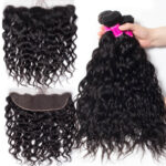 4 Bundles With 13×4 Lace Frontal Wet And Wavy Water Wave Human Hair Weave No Shedding No Tangle