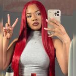 Red Straight HD Lace Front Wig Virgin Human Hair Wigs - Image 2
