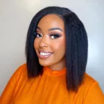 4C Edges Hairline Kinky Straight Glueless 6×5 Pre-Cut Lace Short Bob Wig - Image 6