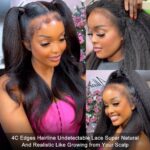 4C Edges Hairline Kinky Straight 13×4 Lace Front Wig Glueless Wig Super Natural - Image 4