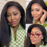 4C Edges Hairline Kinky Straight 13×4 Lace Front Wig Glueless Wig Super Natural - Image 7